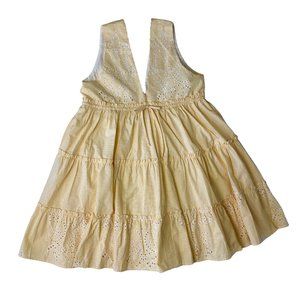 Monte Kassie Mini Dress Yellow Pinstripe Pastel Eyelet Summer NWT